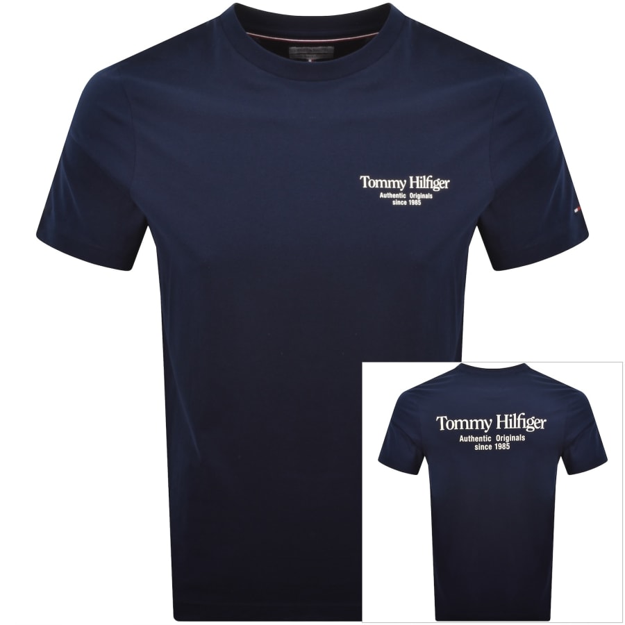 Tommy Hilfiger Back Text Graphic T Shirt Navy | Mainline Menswear us
